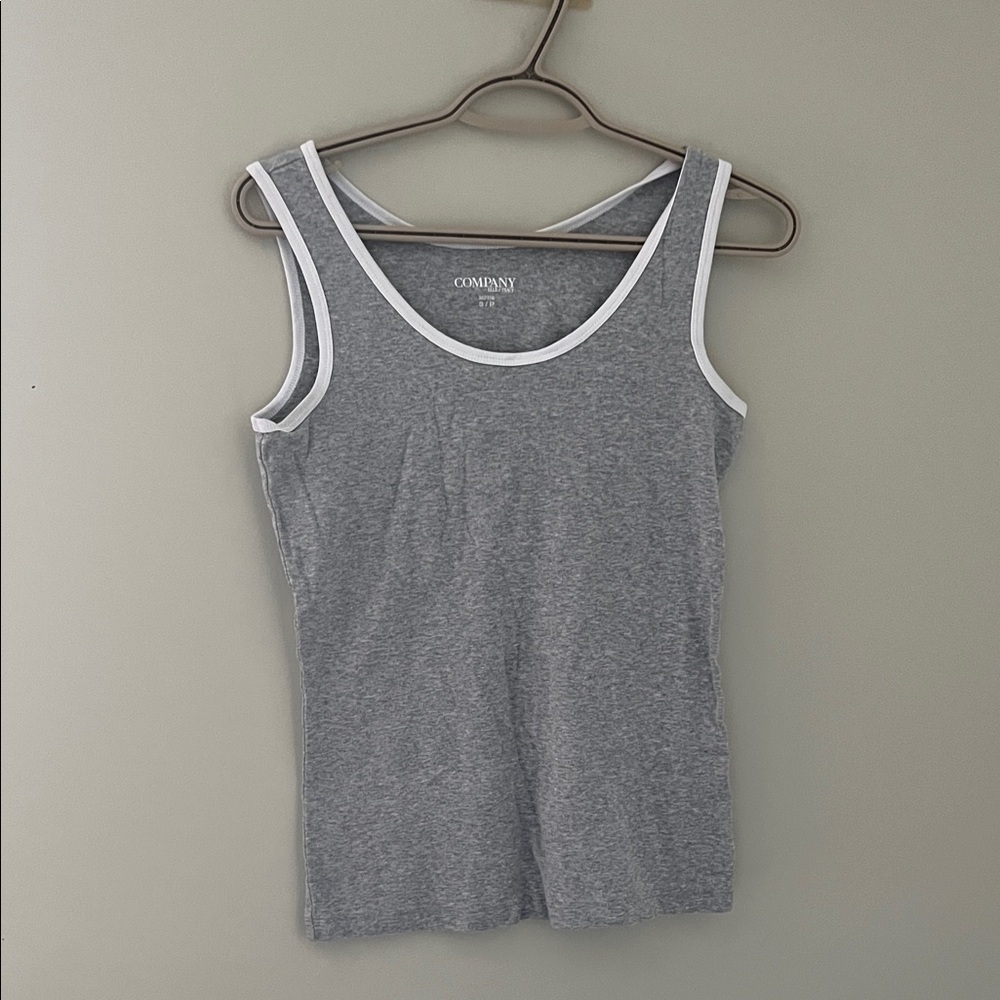 Company Ellen Tracy Gray Sleeveless Tank Top White Trim Size Small
